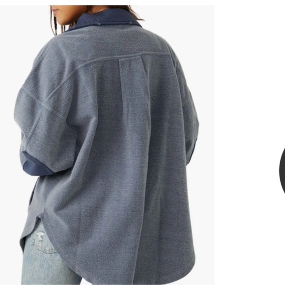 Free People | Navy blue Ruby Fleece button Front Shacket Sz L - Picture 3 of 12